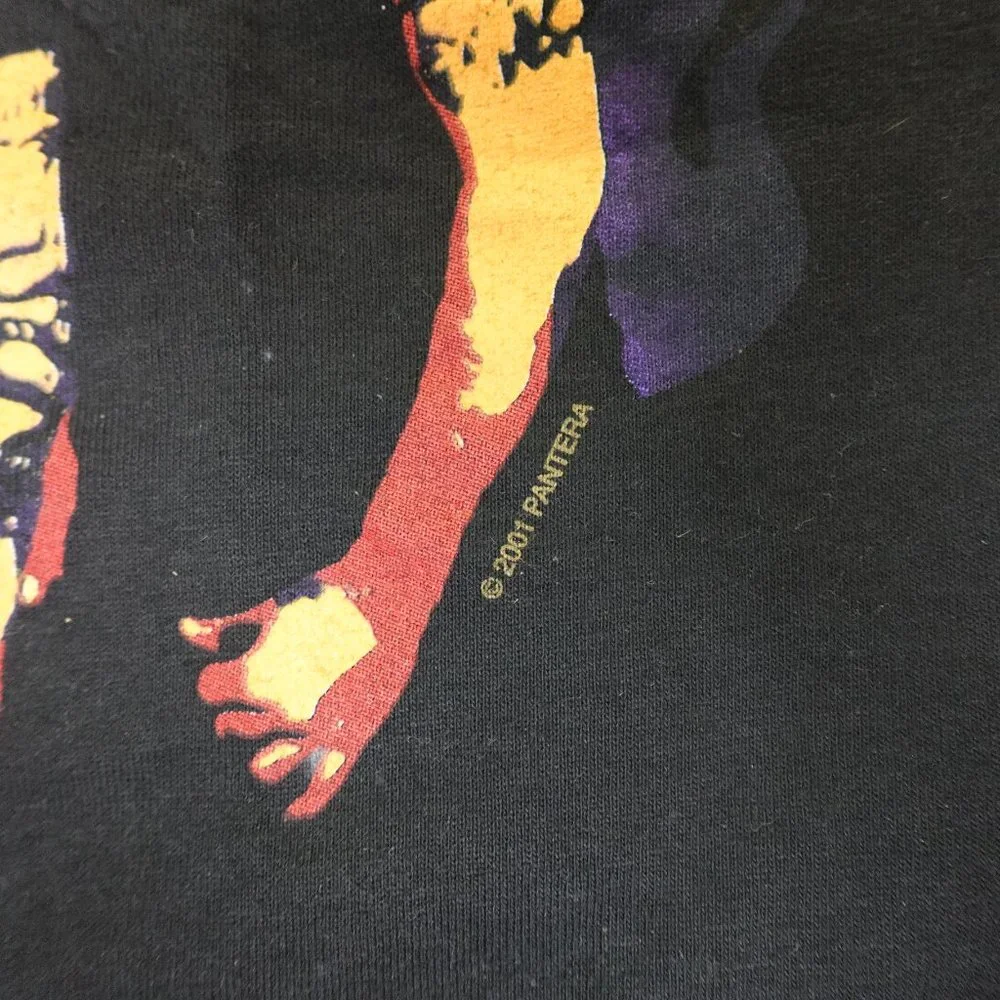 Vintage Pantera Shirt Mens Medium 2001 Metal Band Black Concert Tee T-Shirt - Picture 4 of 8